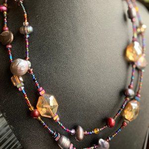 Handmade baroque pearl and crystal necklace